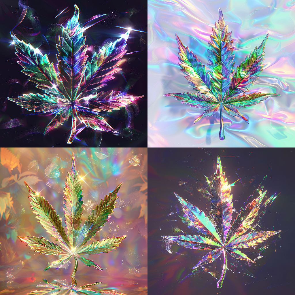 Holographic Iridescent Cannabis Icon