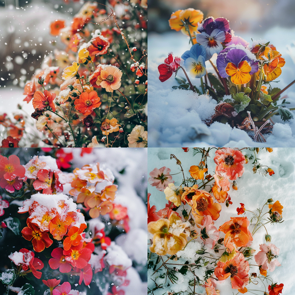 Winter's Floral Contrast