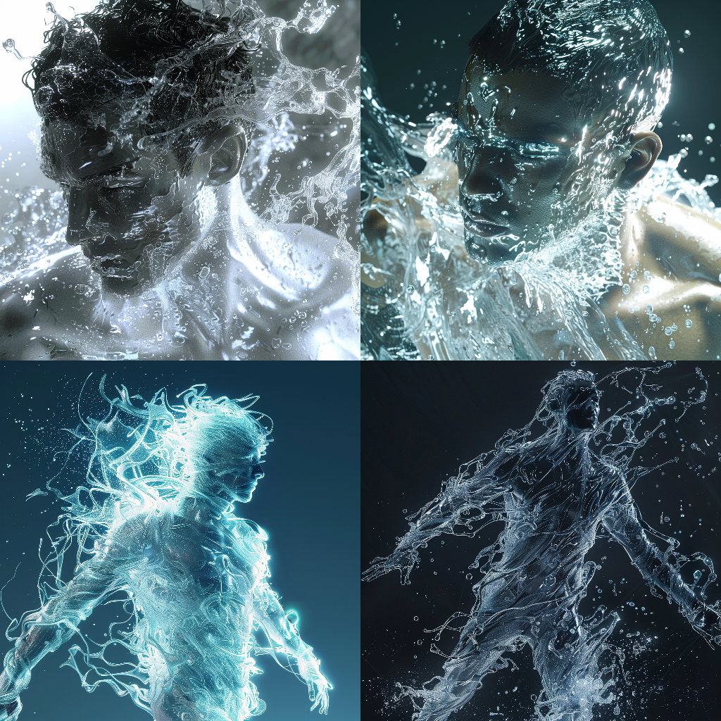 Energetic Water-Textured Male Character Animation