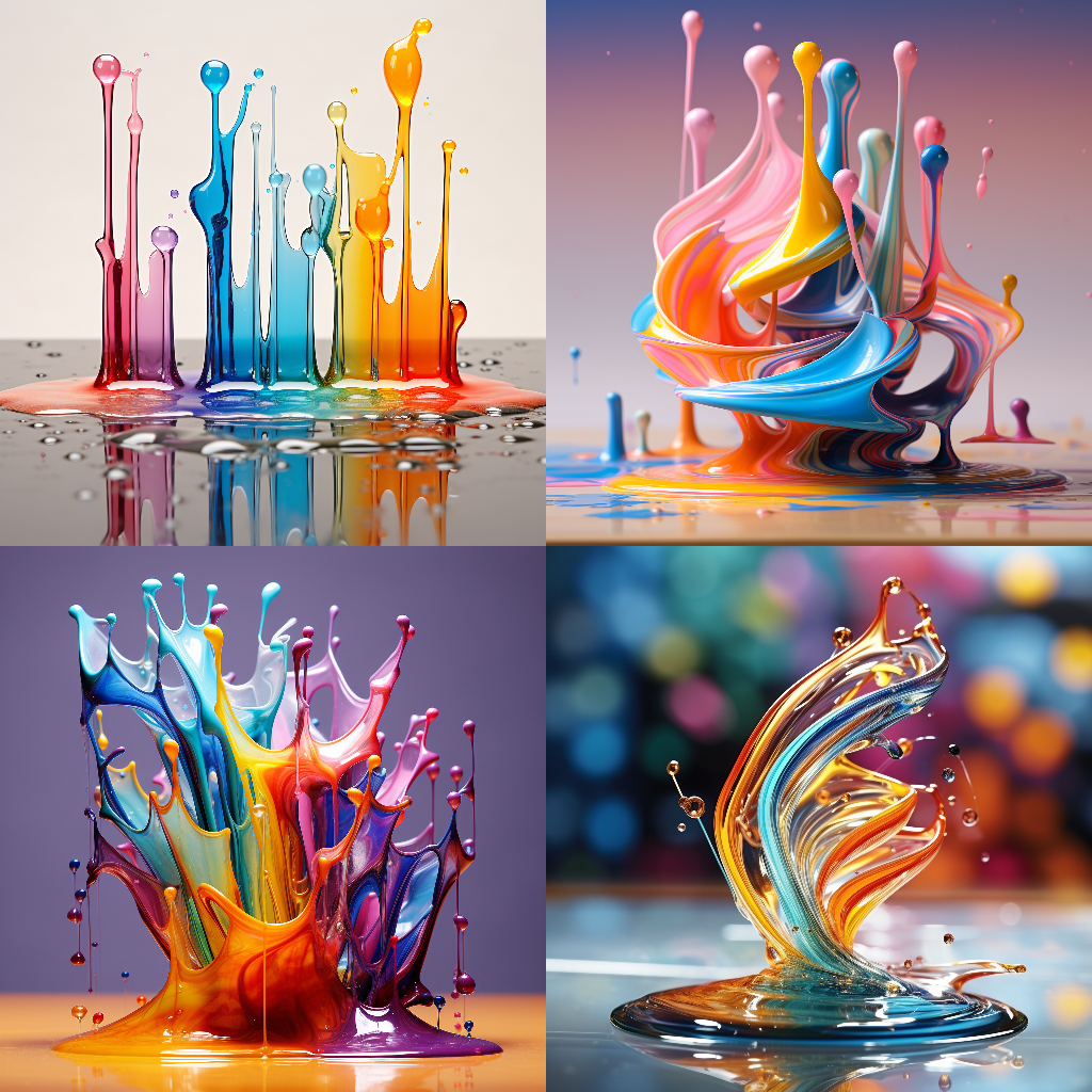 Miniature Rainbow Liquid Splash Art