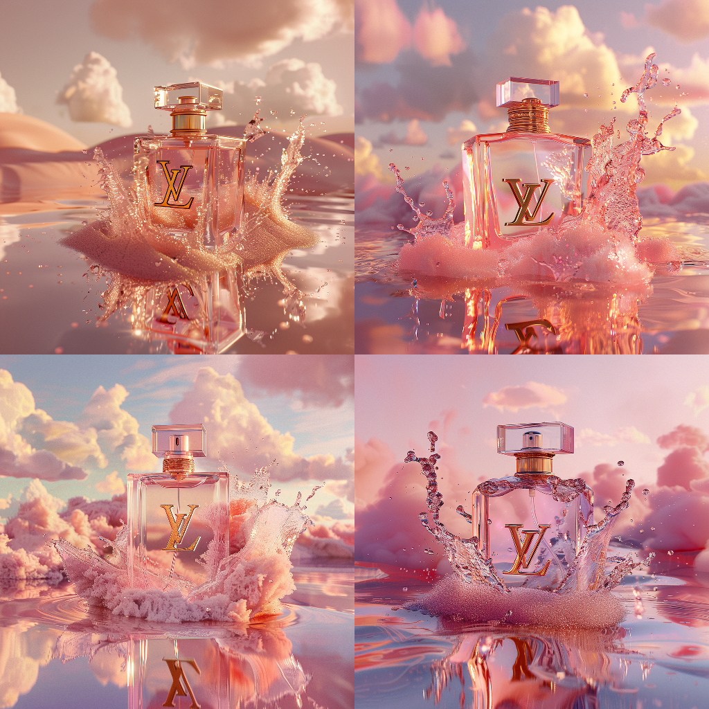 Elegance in Pink: Hyperrealistic Perfume Display