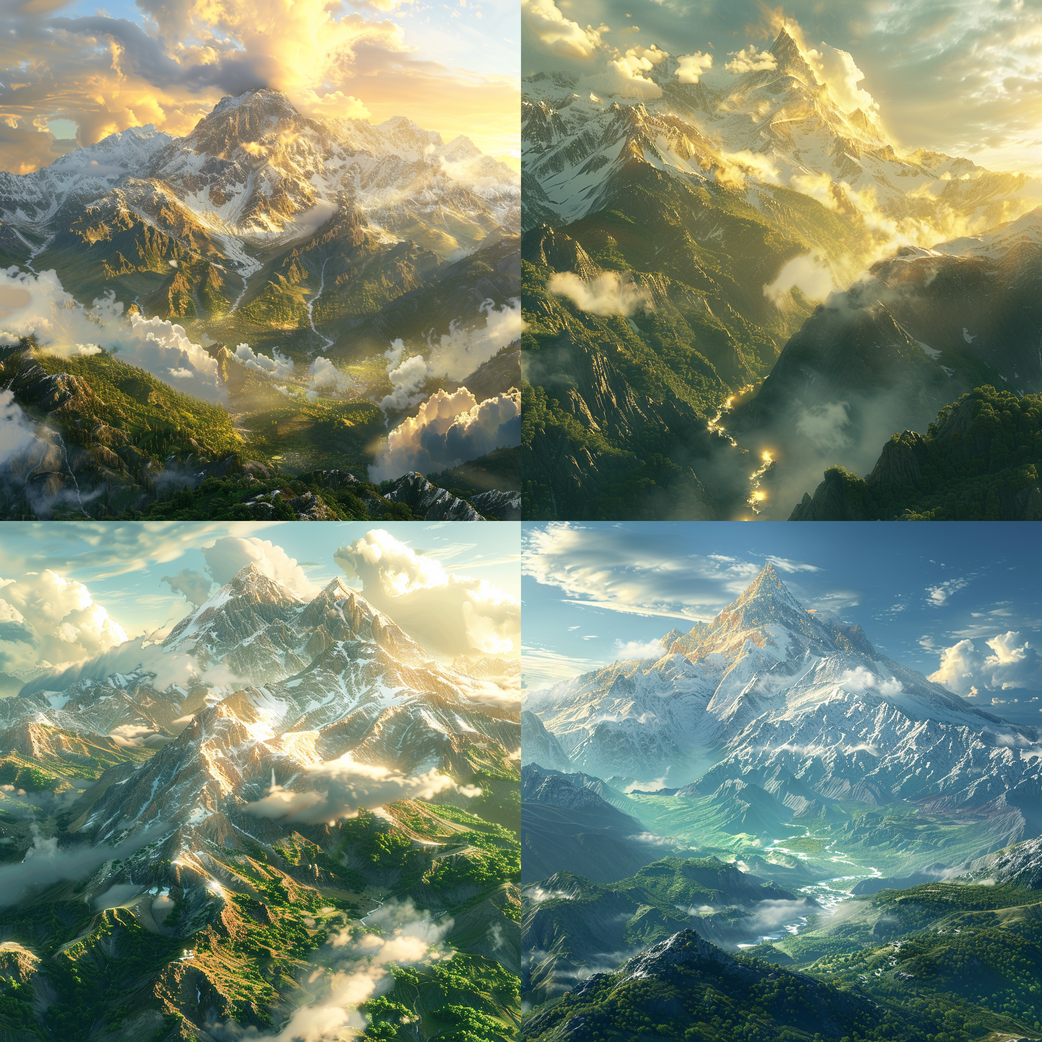 Golden and Verdant Fantasy Peaks