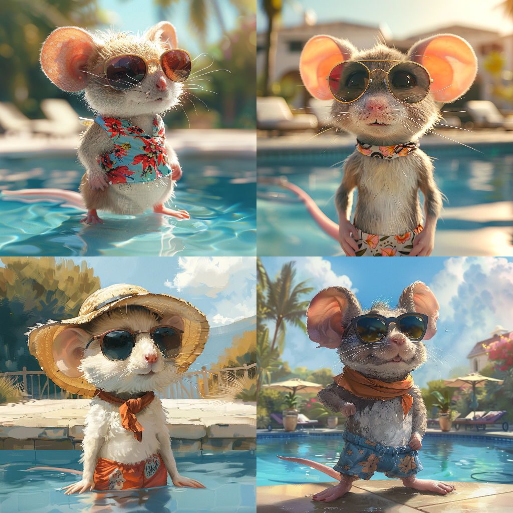 Summer Swim - Anthropomorphic Mouse