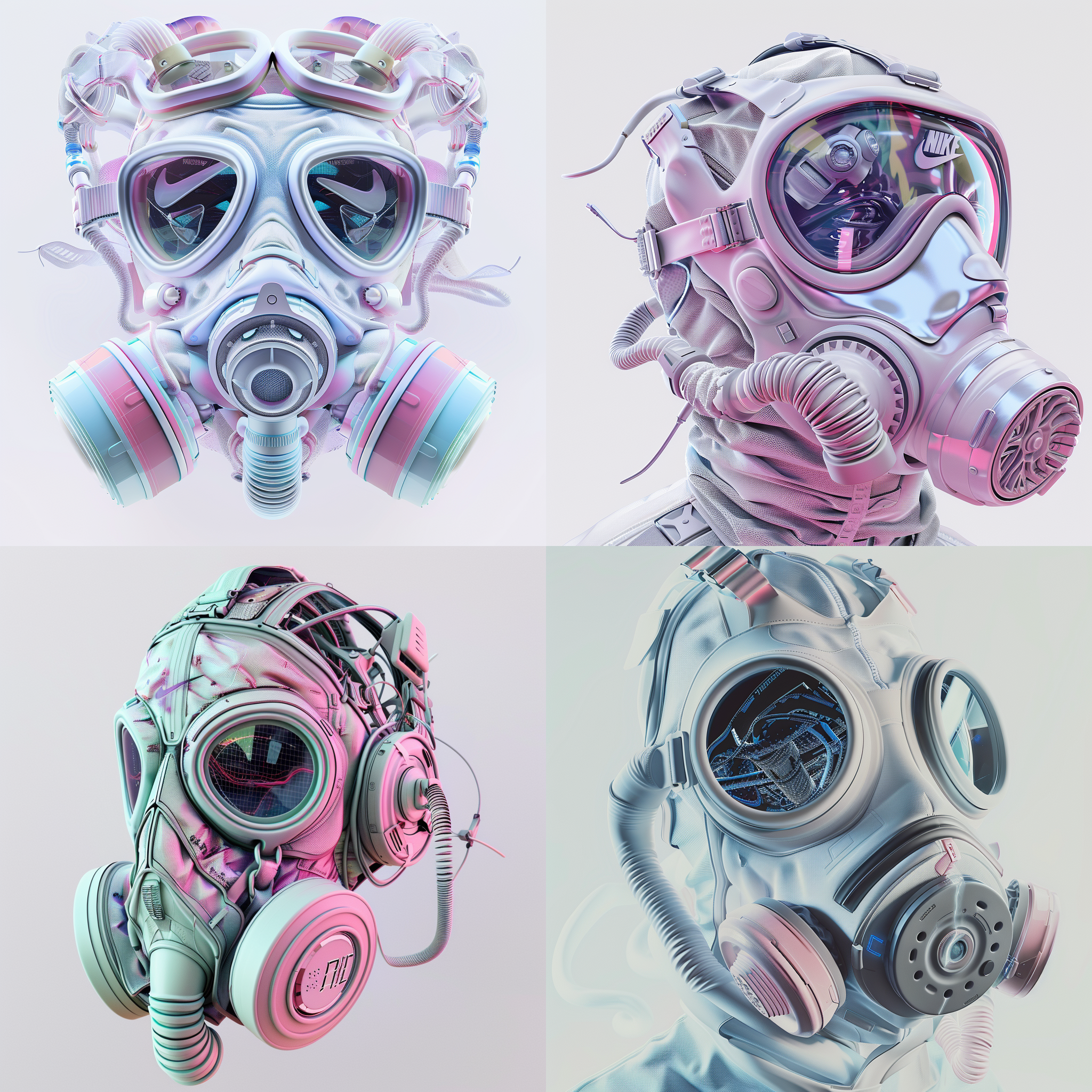 Futuristic Nike Gasmask in Pastel - Hyperrealistic Photoshoot