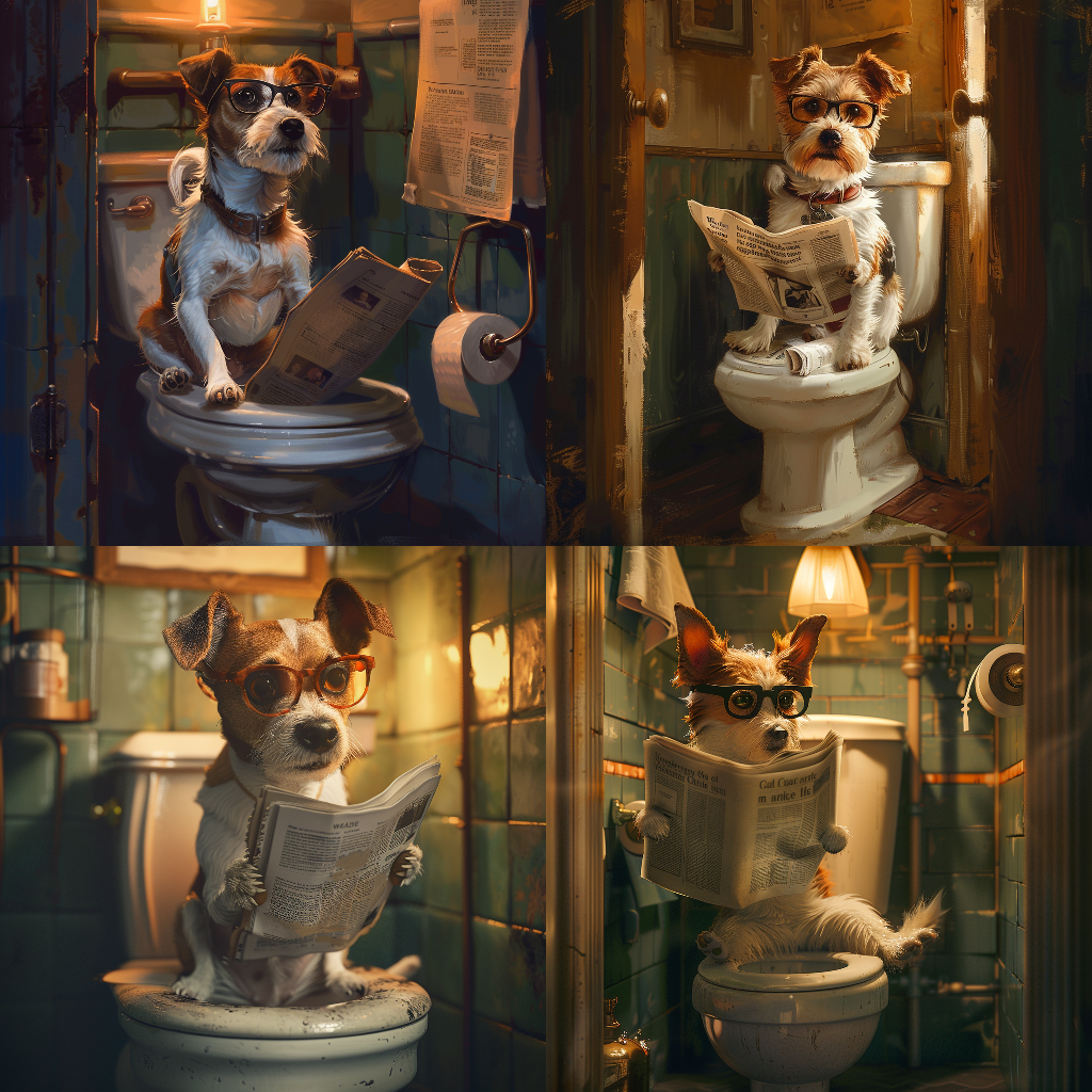 Erudite Canine: A Jack Russell's Bathroom Retreat