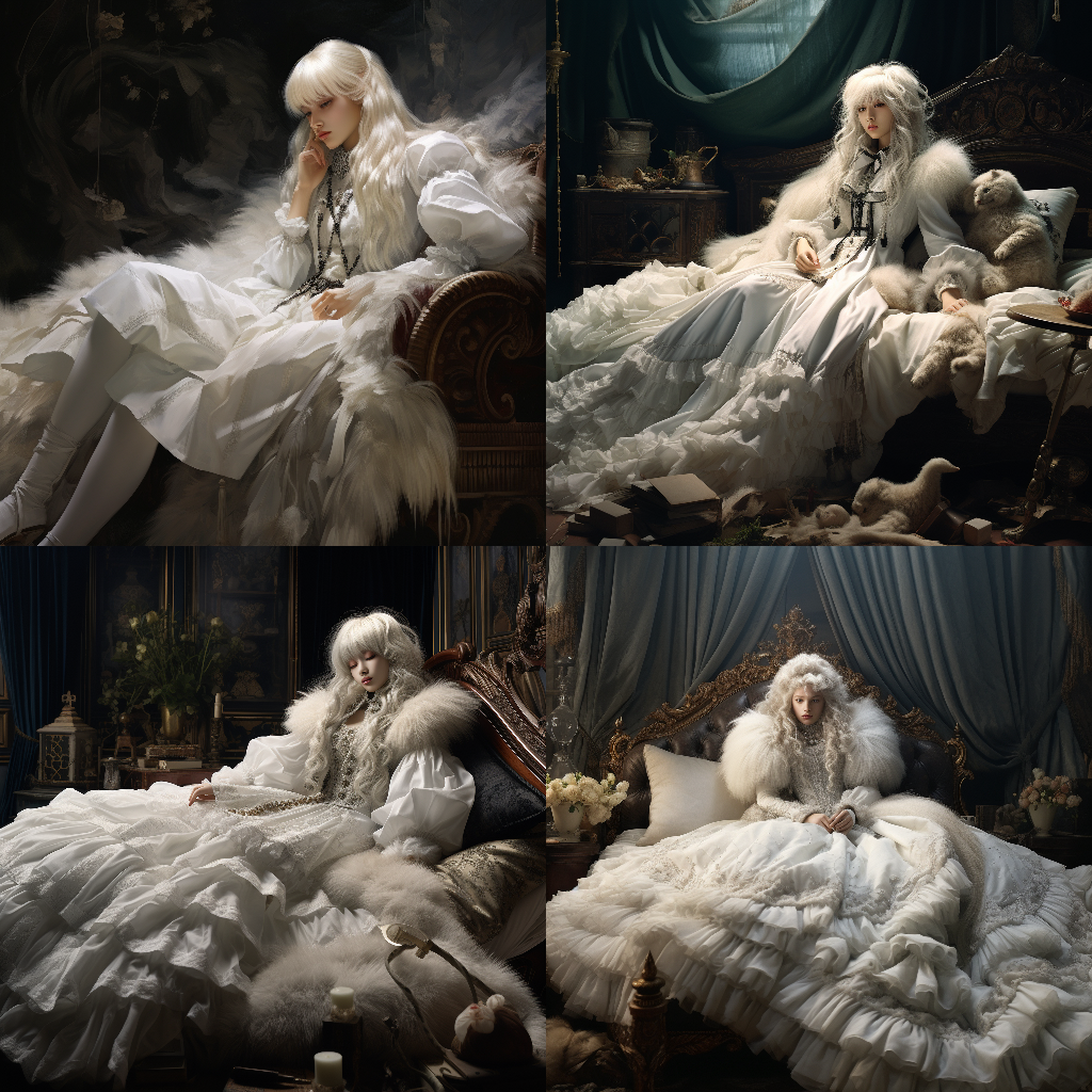 Elegant White-Haired Woman in Fur
