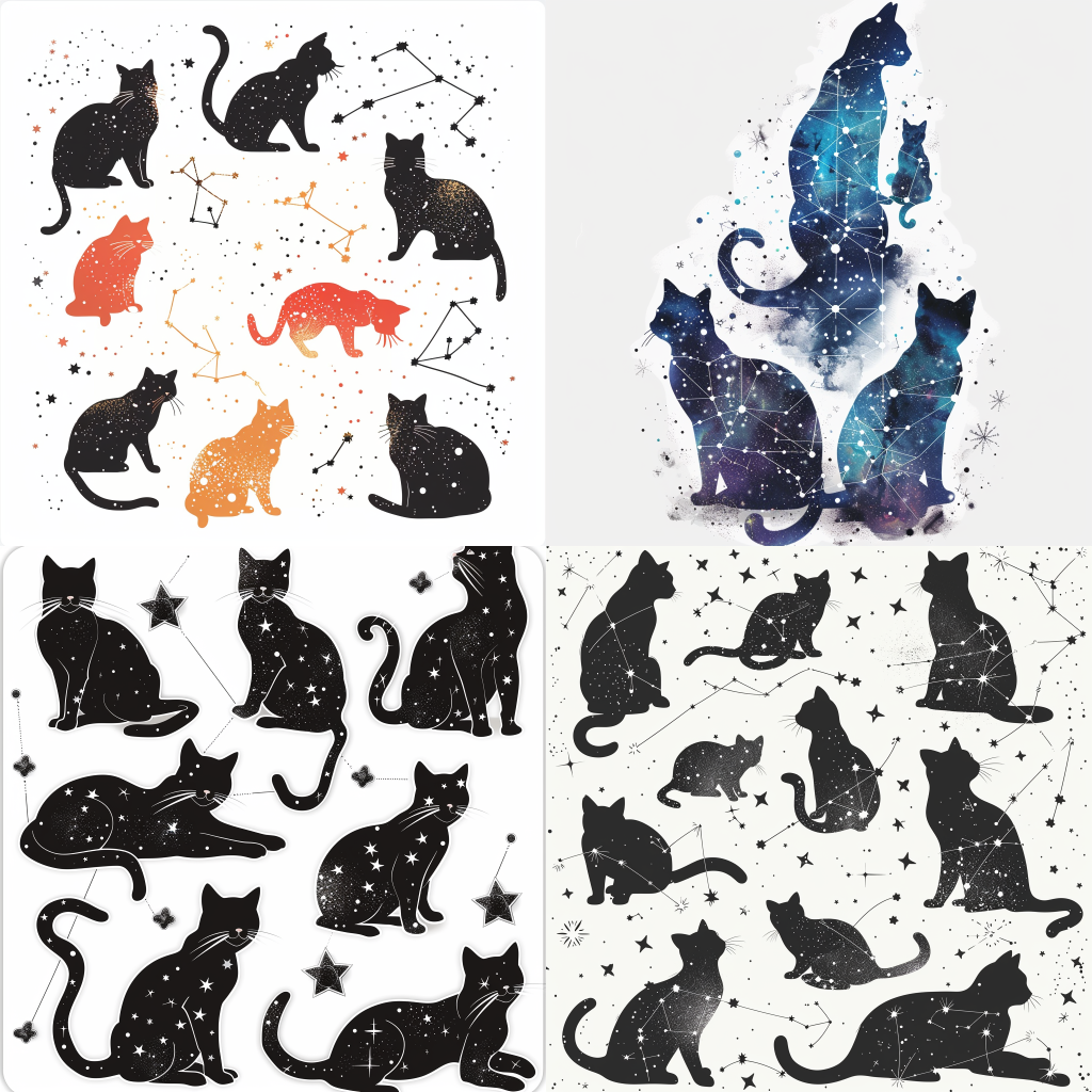 Constellation Cats Sticker Design