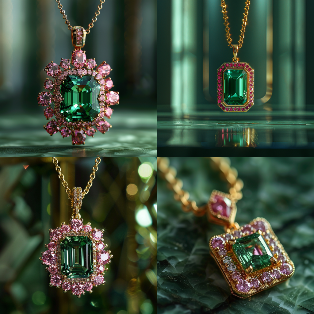 Luxurious Emerald and Pink Diamond Pendant