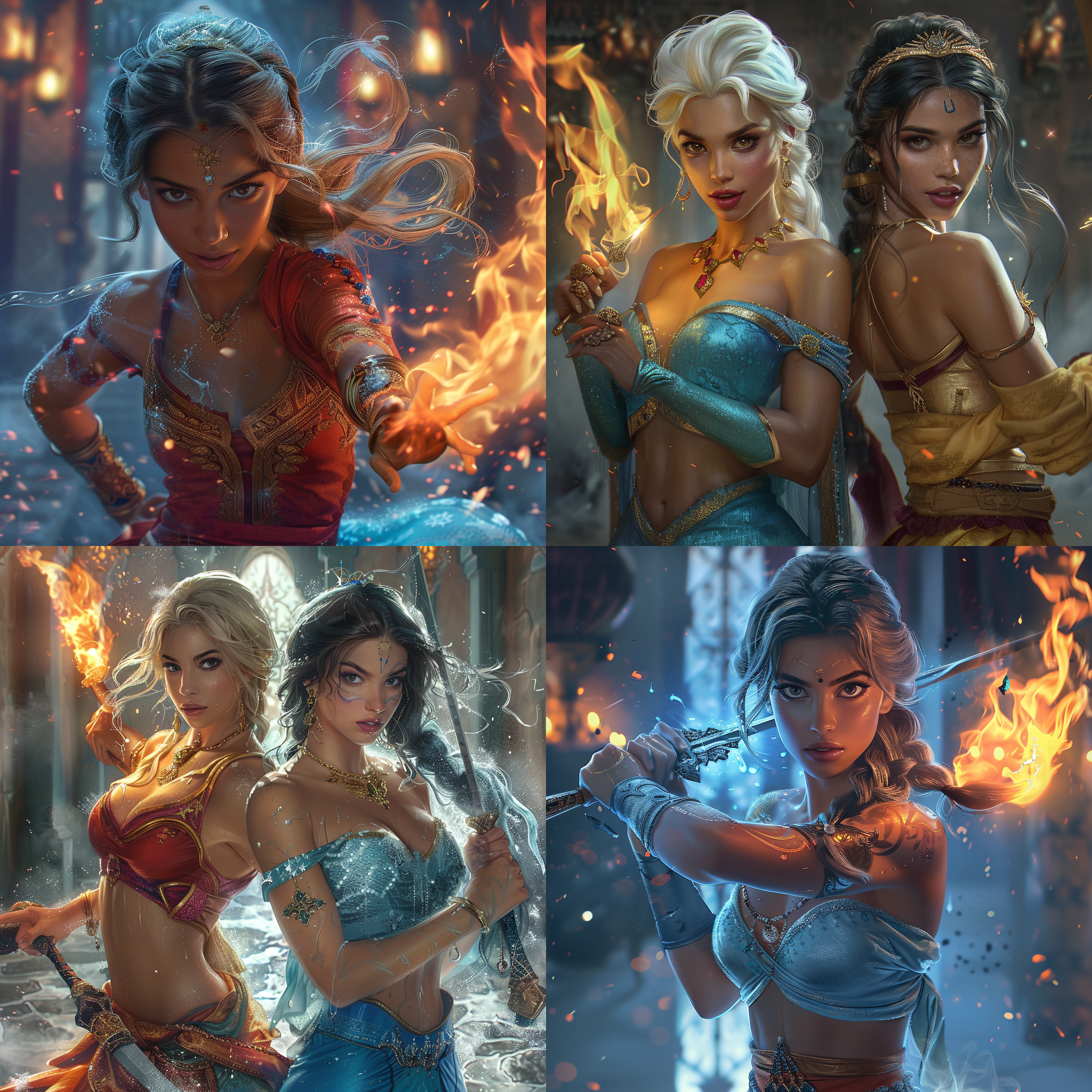 Palace Assassins Showdown: Jasmine and Elsa