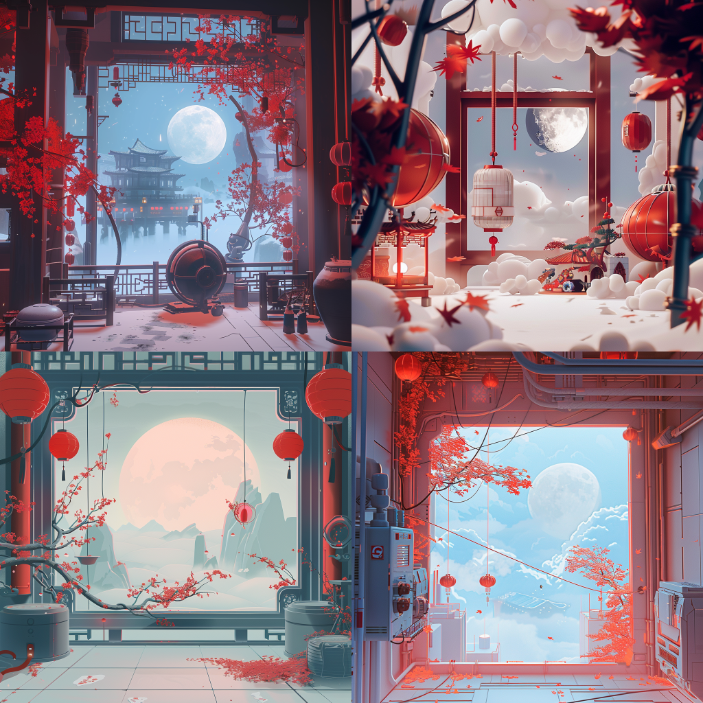 Chinese New Year Sci-Fi Celebration in Cutout Animation Style