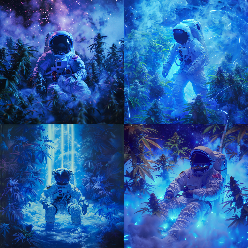 Cosmic Gardener in Neon Blue