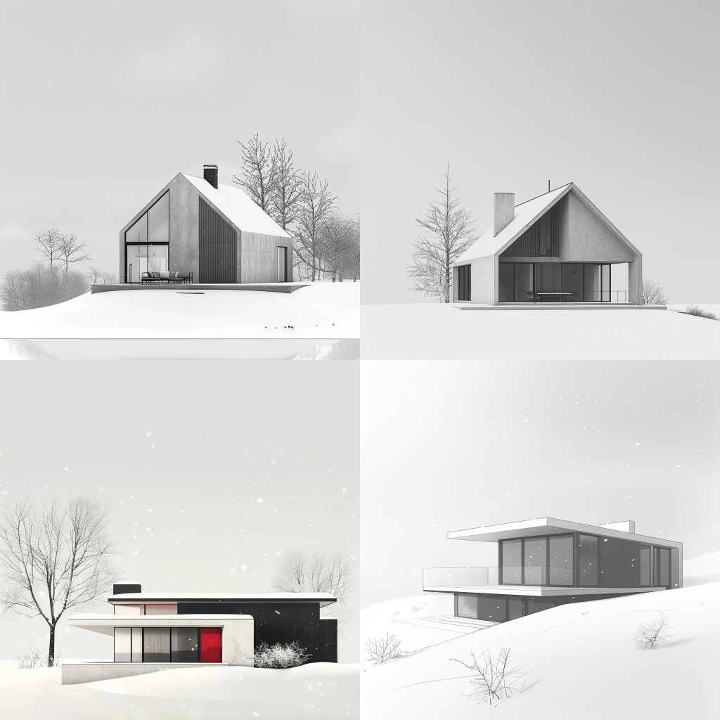 Winter Minimalist Architect's House in Rotring Style