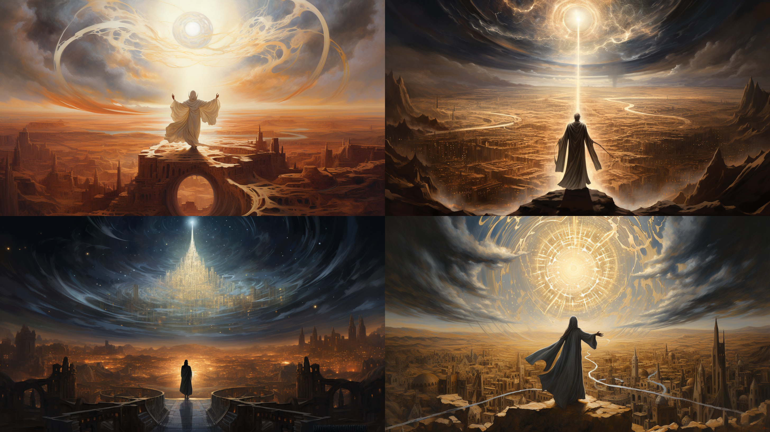 Celestial Deity Over Medieval Desert Cityscape