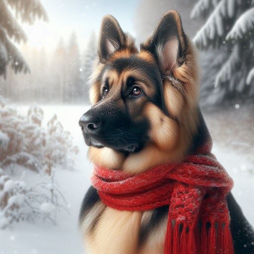 Noble German Shepherd in Winter Wonderland