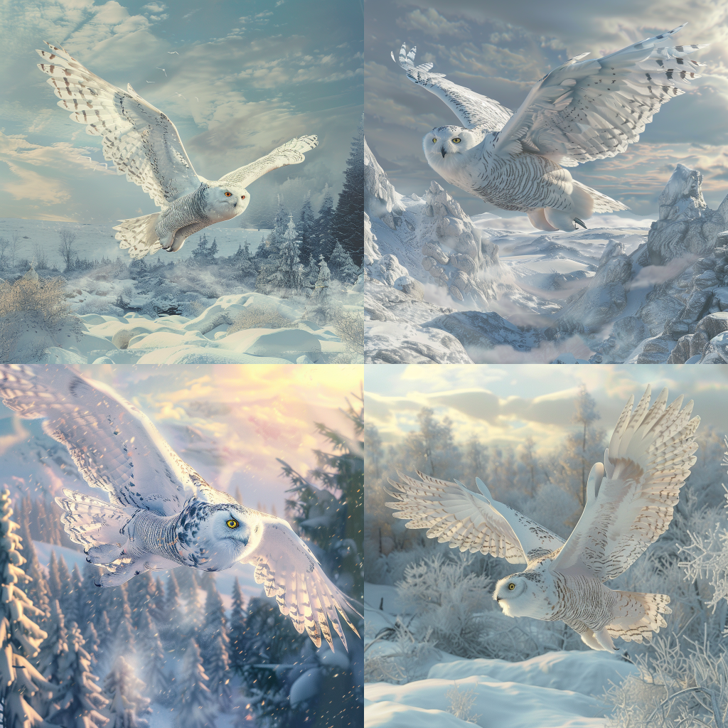 Majestic Snow Owl in Ethereal Winter Landscape