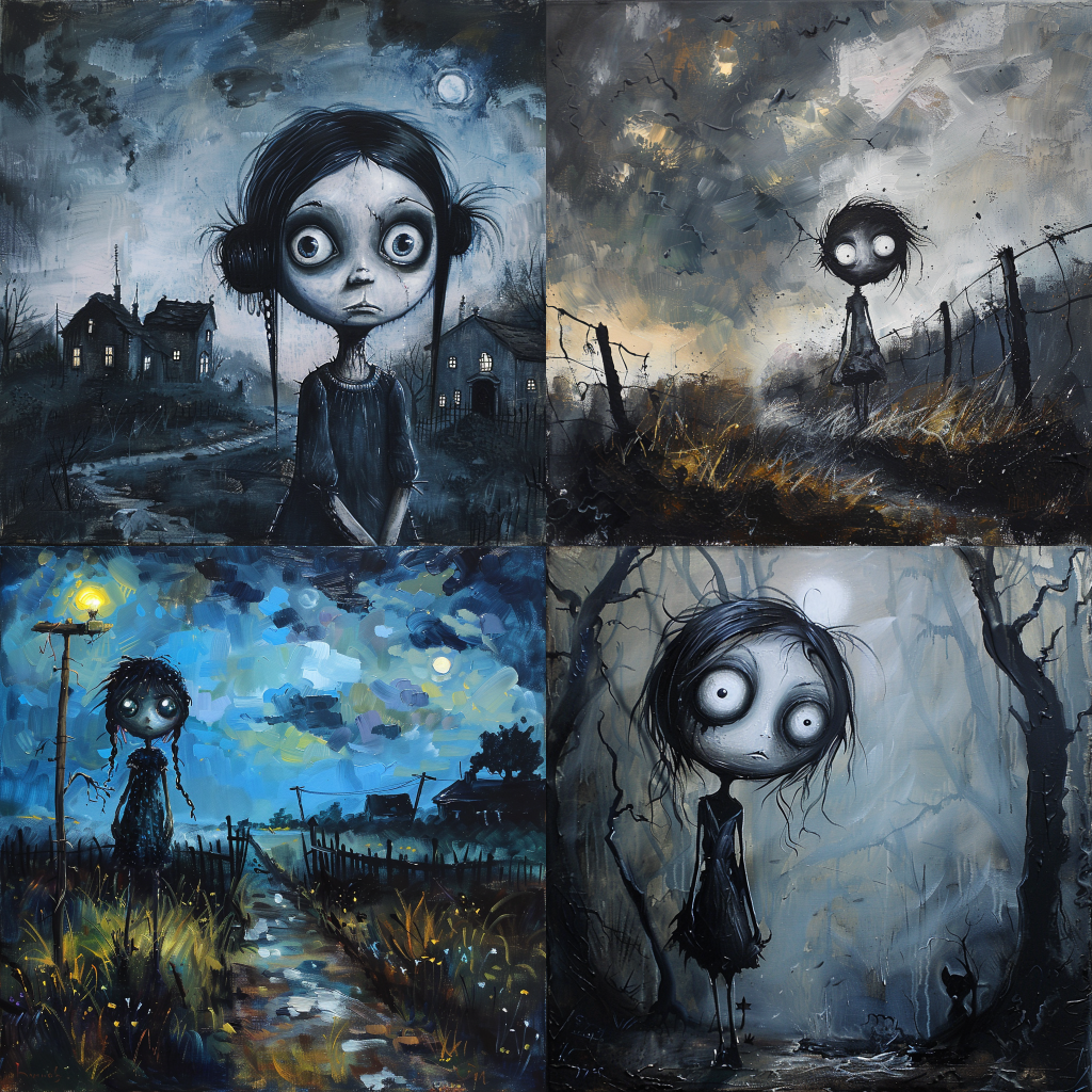 Haunted Twilight: Tim Burton's Zombie Girl in Andreas Rocha's Brushwork