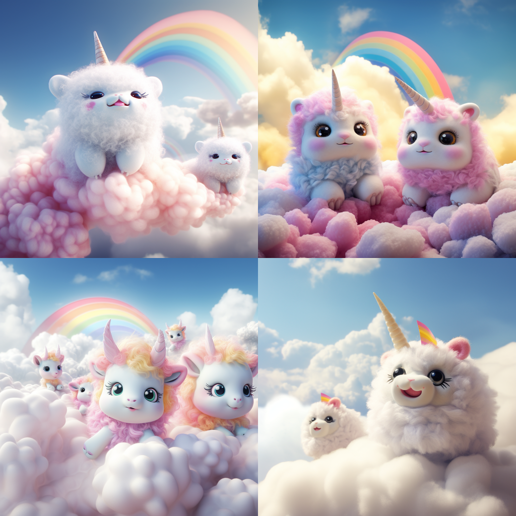 Fluffy Fantasy Unicorns in the Sky