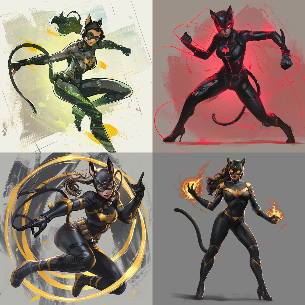 Cat-Themed Superheroine with Shadow Powers - Marvel Style