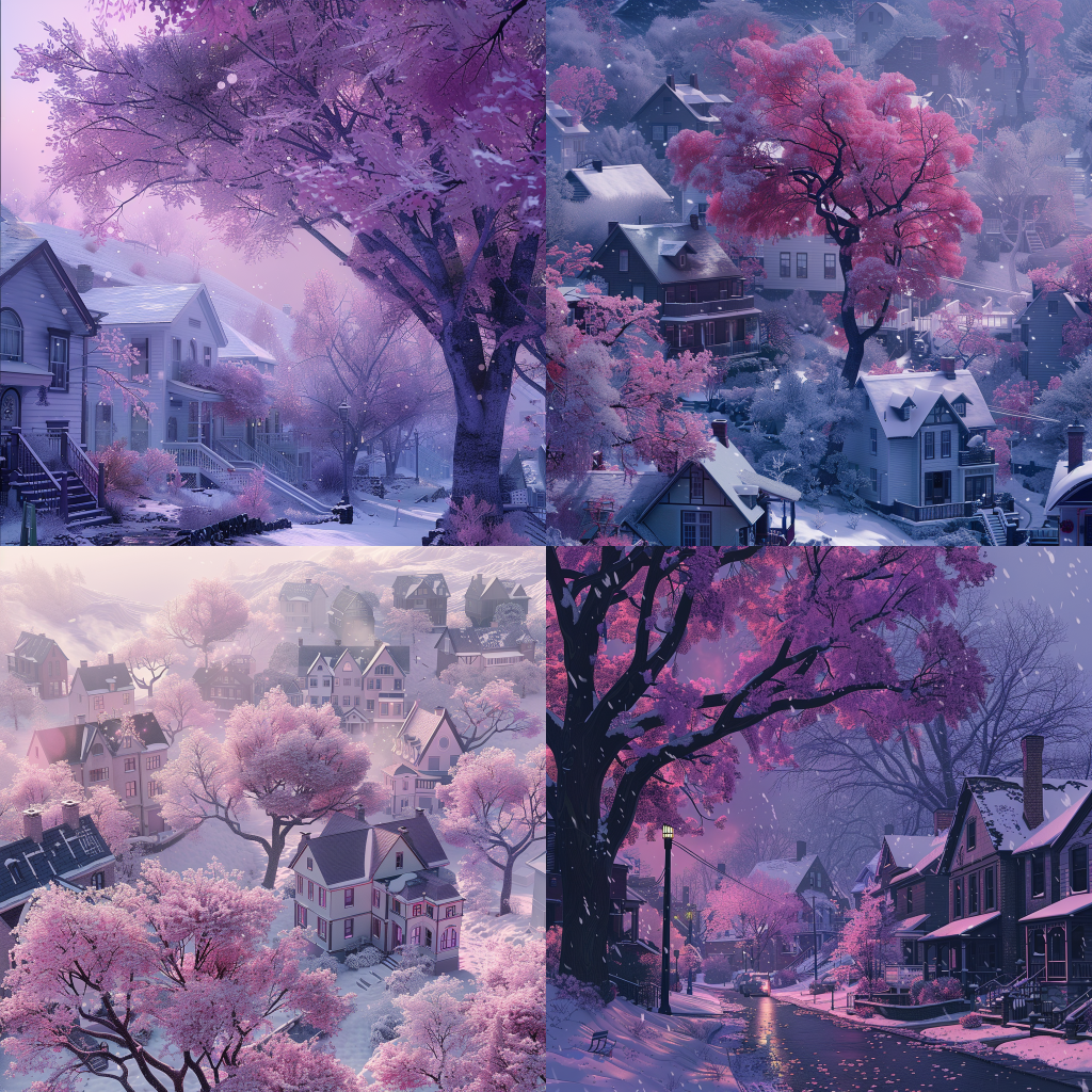 Mystical Winter Dreamland by the Pink Tree
