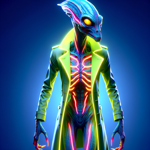 Neon Raver Dinosaur Alien in Unreal Engine Style