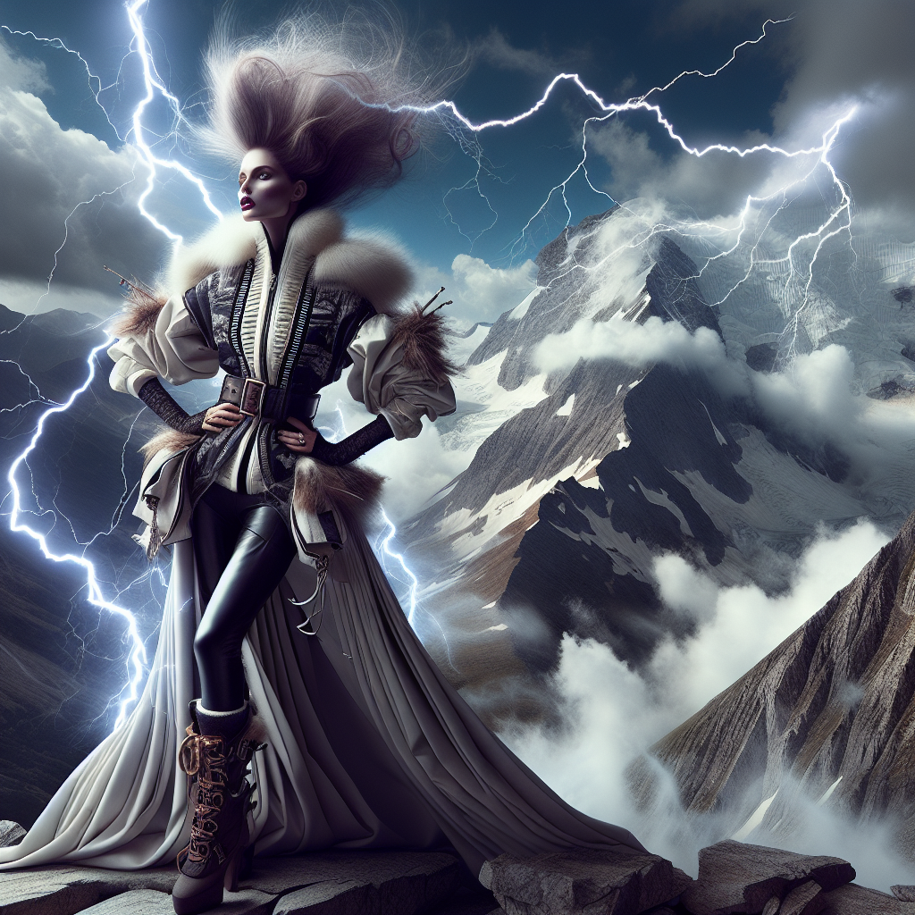 Lightning Queen's Vogue Portrait on a Mountain