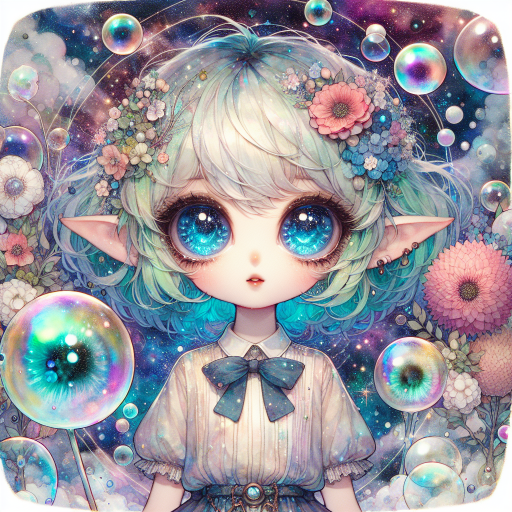 Cosmic Elf Girl in Japanese Watercolor