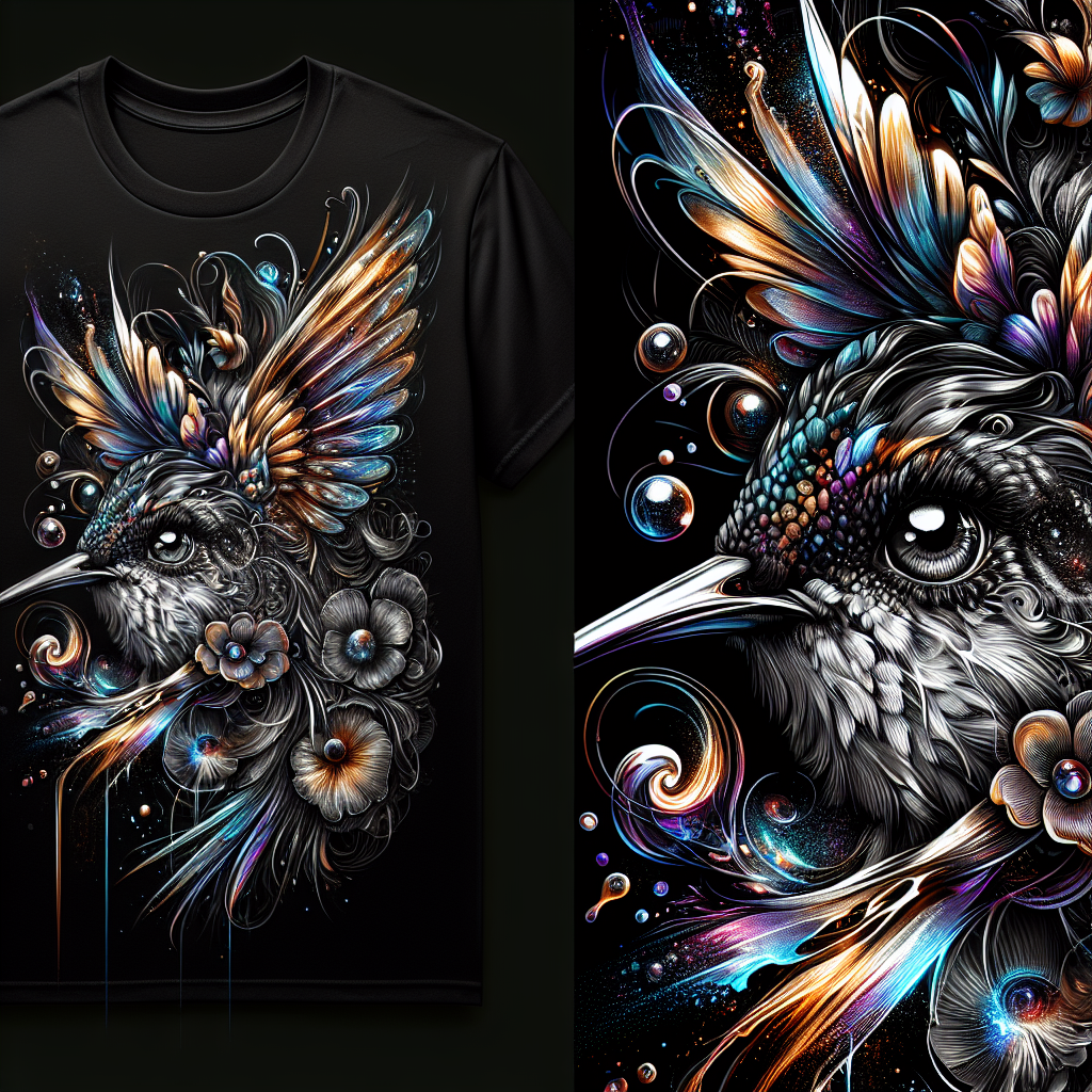Ultra-Detailed Hummingbird Tee-Shirt Design