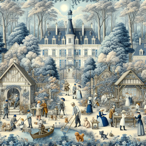 19th Century Chateau Village Scene