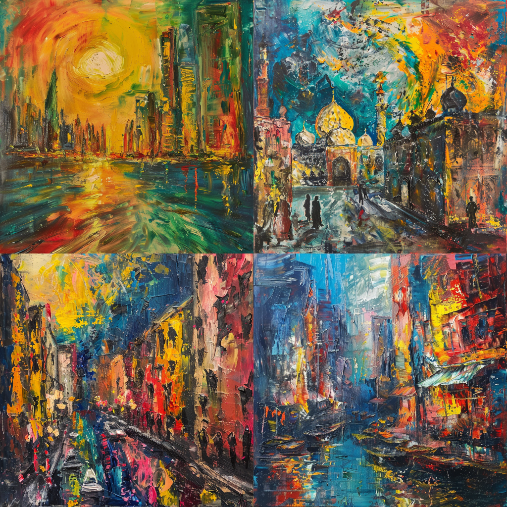 Expressive Cityscape in Affandi's Style