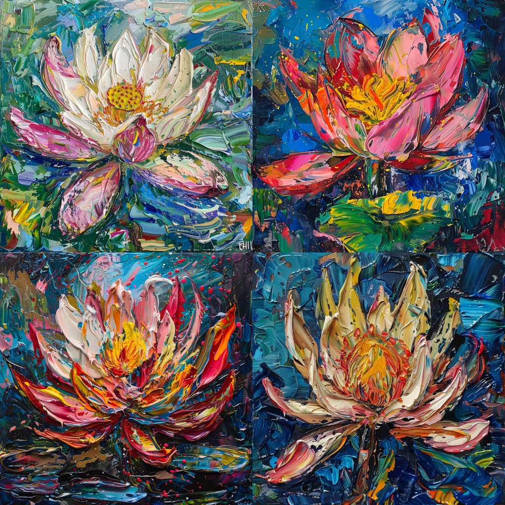 Lotus Flower in Affandi's Style