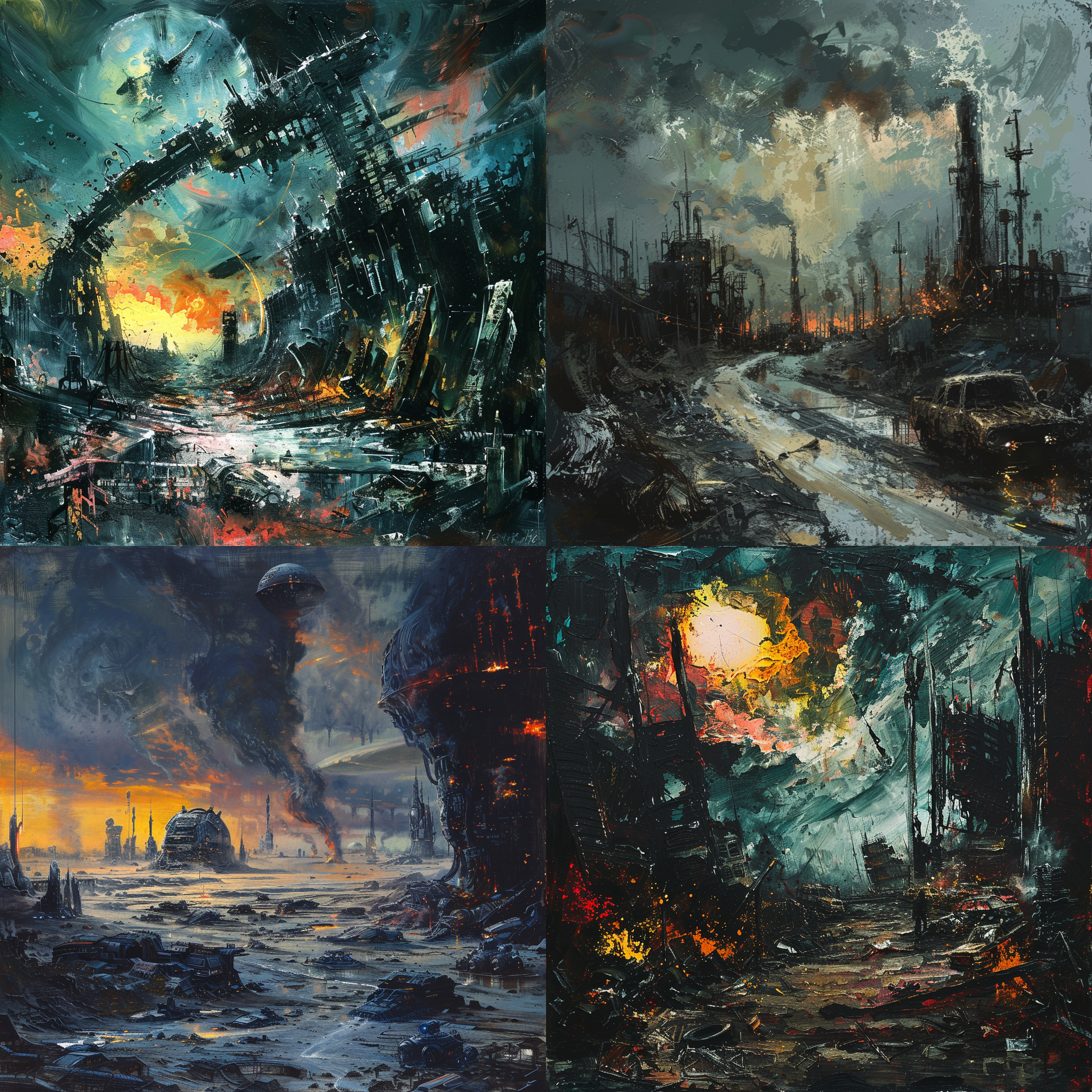 Dystopian Sci-Fi Landscape in Affandi's Style