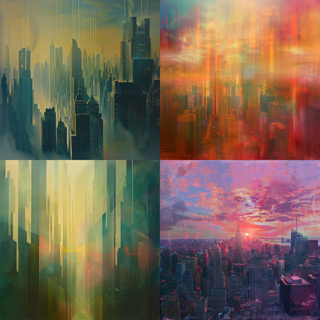 Mystical Cityscape in Agnes Lawrence Pelton Style