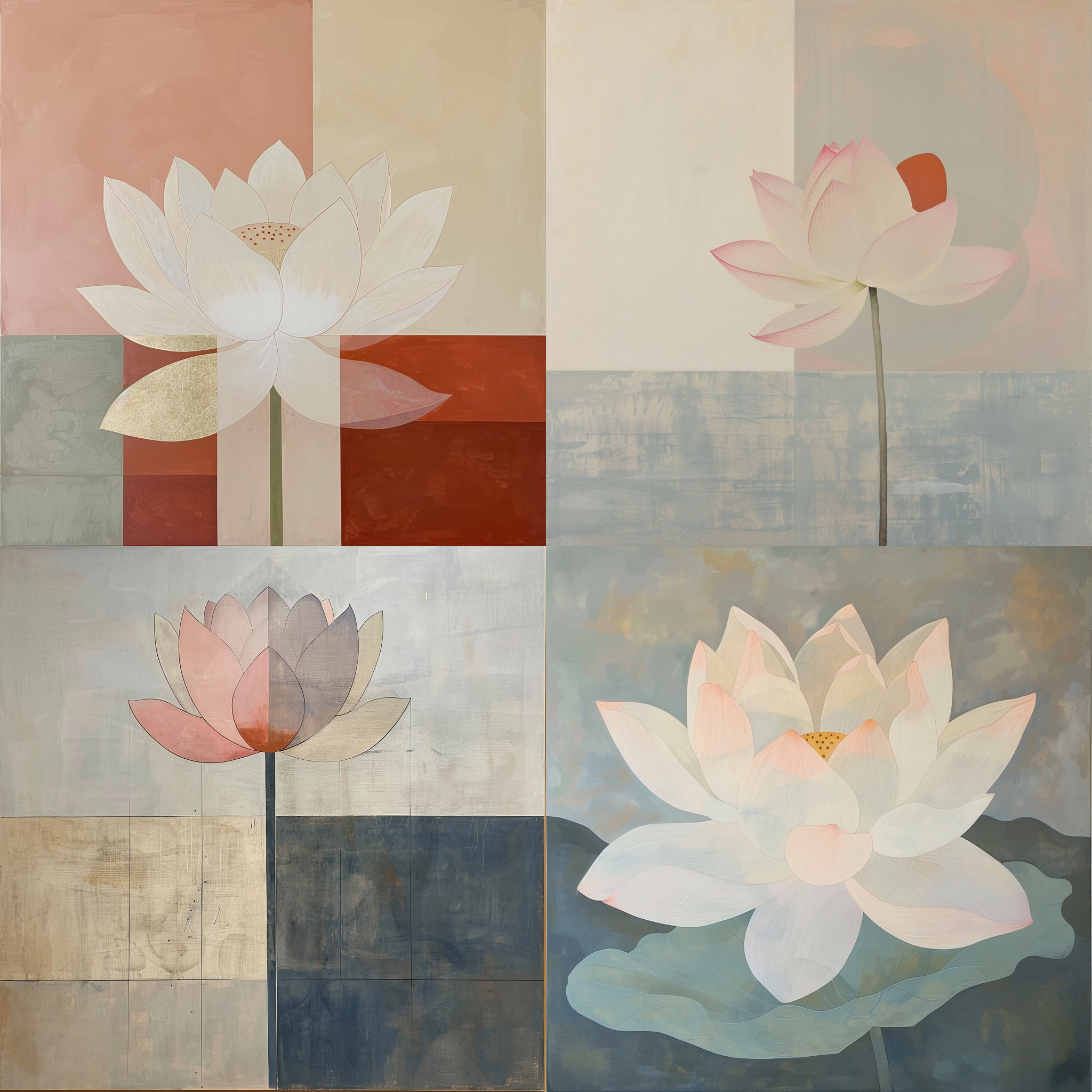 Serene Lotus in Agnes Martin's Style