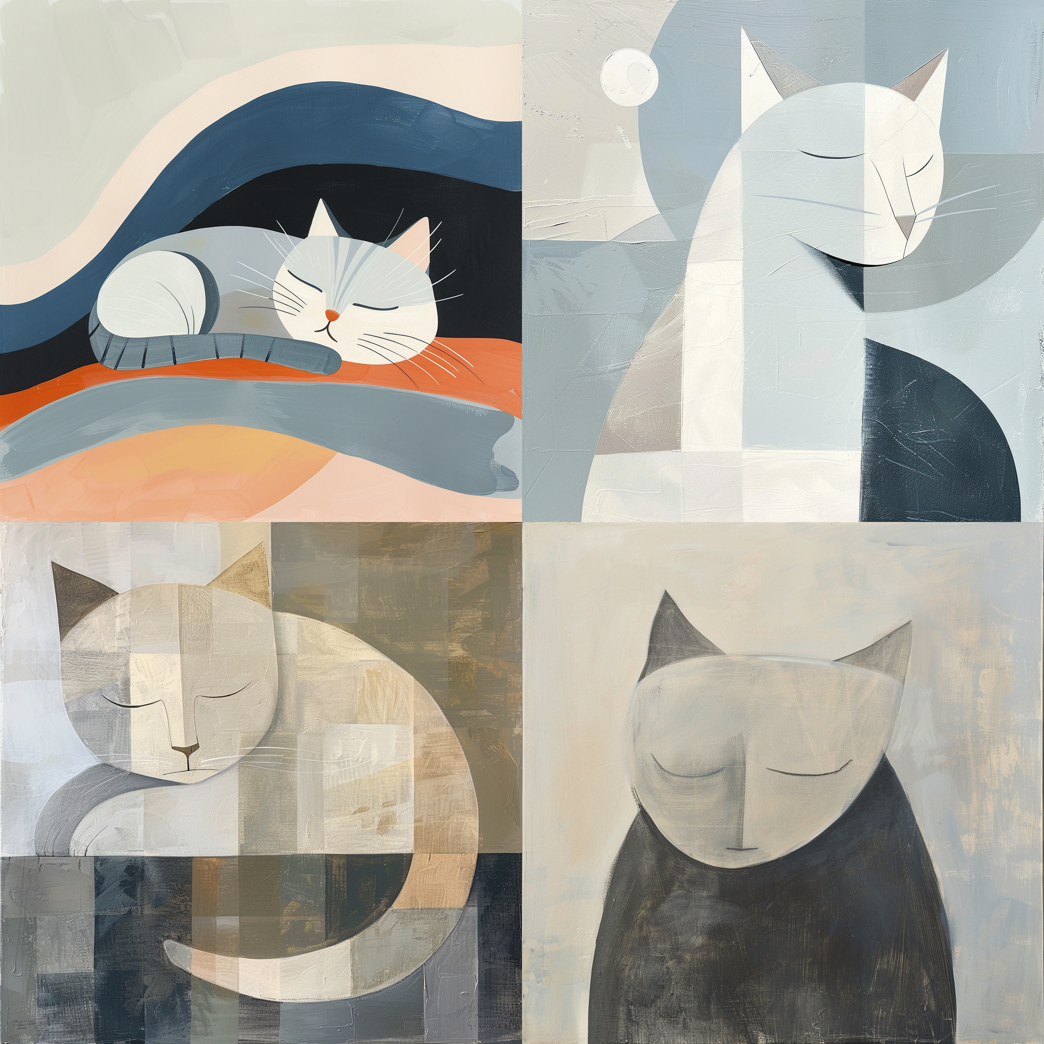 Serene Feline in Agnes Martin Style