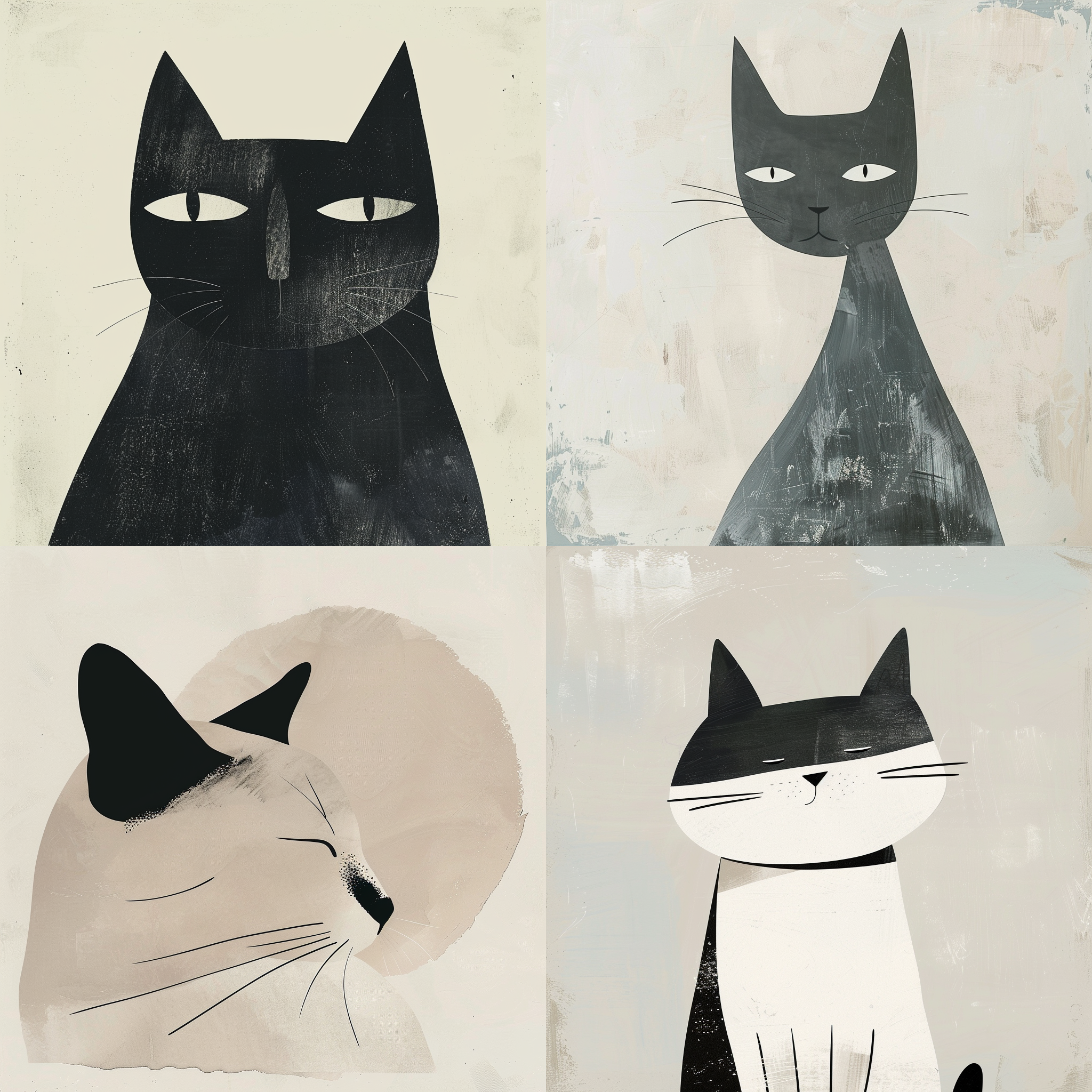 Minimalist Feline in Agnes Martin Style