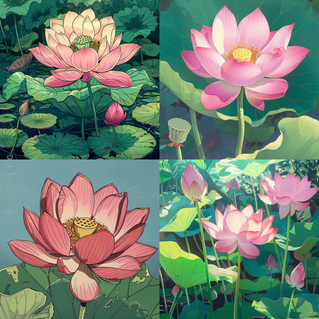 Lotus Flower in Albert Uderzo's Style