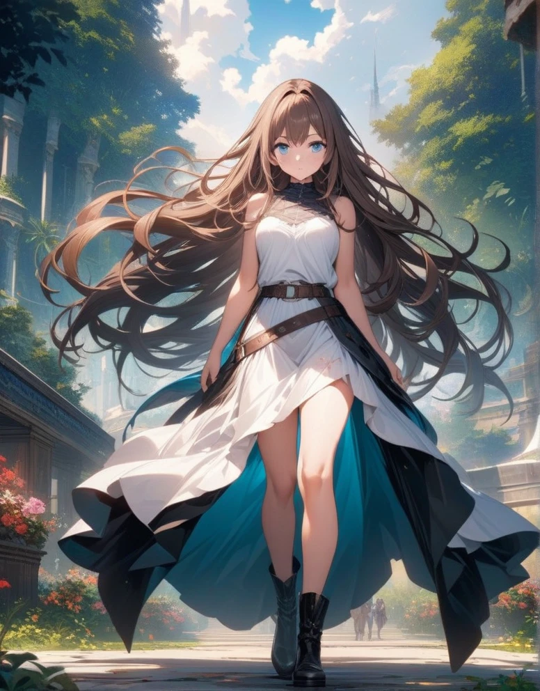 Breathtaking Anime Artwork: Powerful Armed Girl in Park Setting