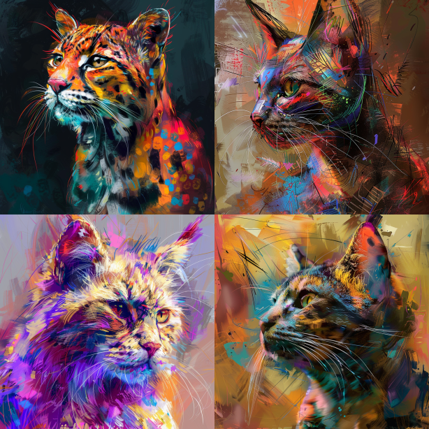 Vibrant Feline Animal Painting in Alejandro Aravena Style