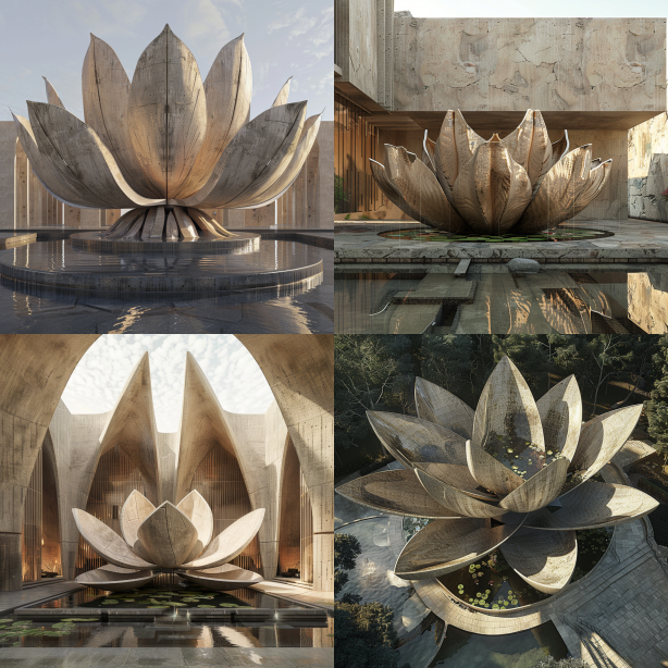 Organic Elegance: Lotus Flower in Aravena's Architectural Style