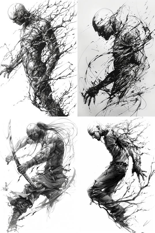 Character in Aleksi Briclot's Ink Art Style