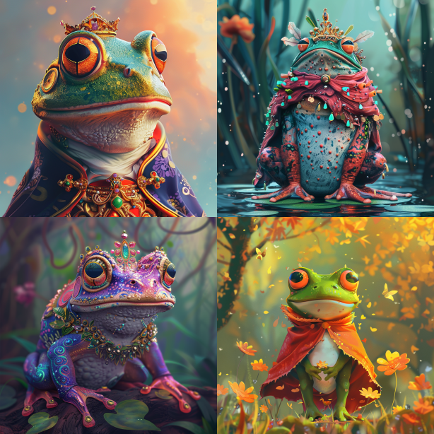 Whimsical Cartoon Frog Prince in Alena Aenami Style