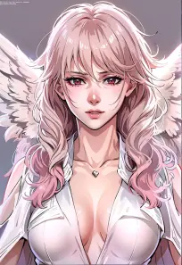 High-Quality Close-Up Portrait of an Elegant and Refined Anime Angel Woman
