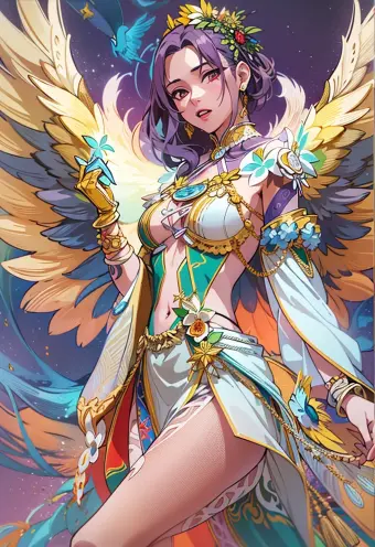 Vibrant Anime-Style Angelic Character in Gen-Z Fashion
