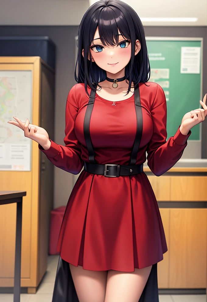 Shy and Charming Anime Girl in Student Clothing