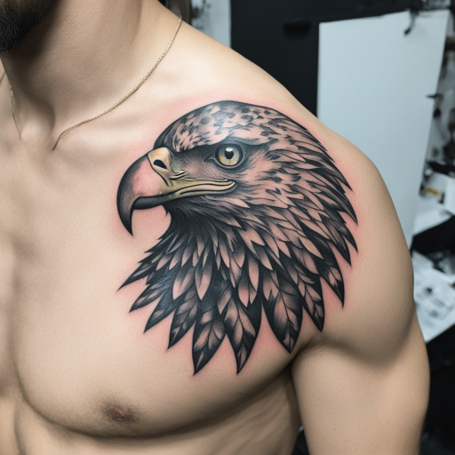 in the style of kleine tattoo, with a tattoo of eagle