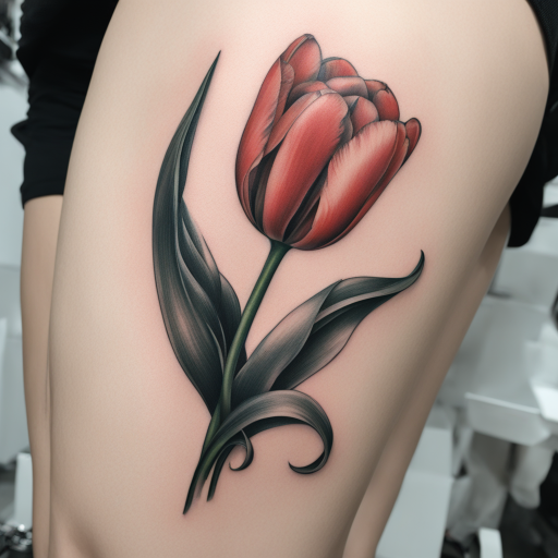 in the style of 3D Tatoo, with a tattoo of Tulip