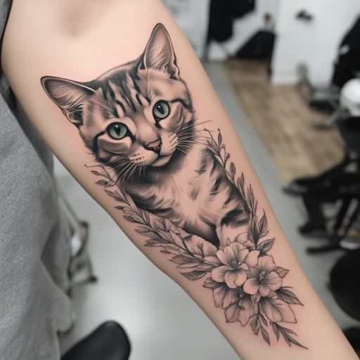 in the style of Realism Tattoo, with a tattoo of Cat