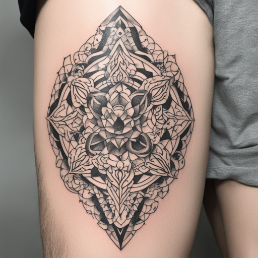 in the style of Geometric Tattoo, with a tattoo of Snake