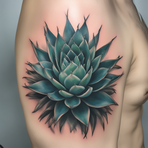 in the style of Surrealism Tattoo, with a tattoo of Agave