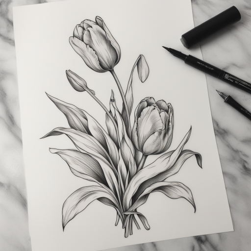 in the style of Ignorant Tattoo, with a tattoo of Tulip